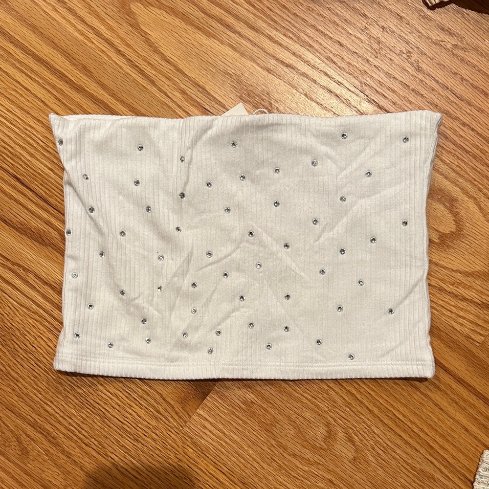 Emma & Sam White Rhinestone Tube Top